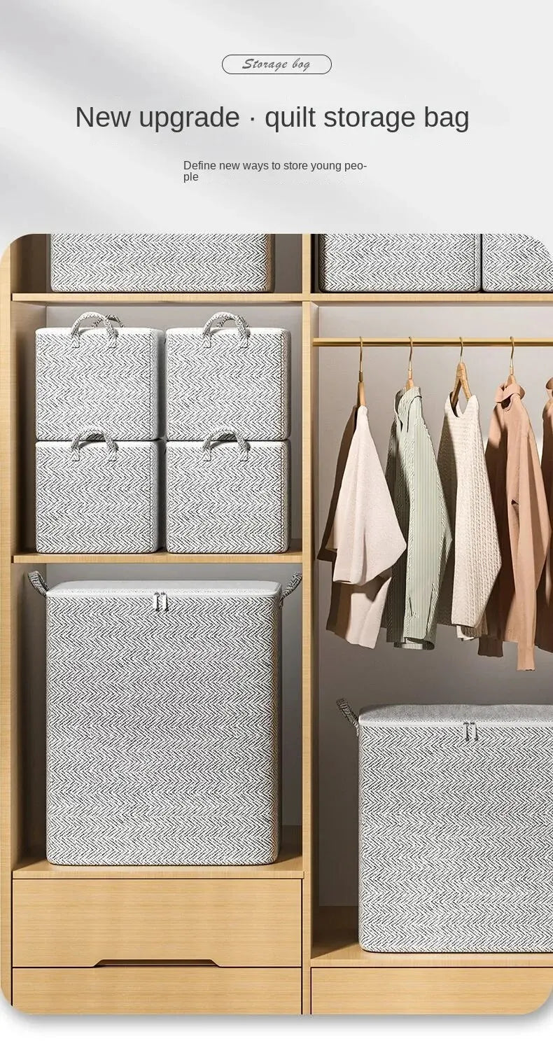 1pc Household Large Capacity Storage Bag Non - woven Material, Closet Wardrobe Organizer Can Be Used For Quilt Clothing, Toys - Ammpoure
