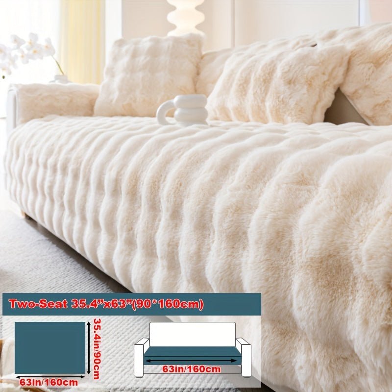 Thick Plush Sofa Cushion Cover Mat – Winter Warm Non-Slip Couch Slipcover For L-Shaped & Accent Chairs