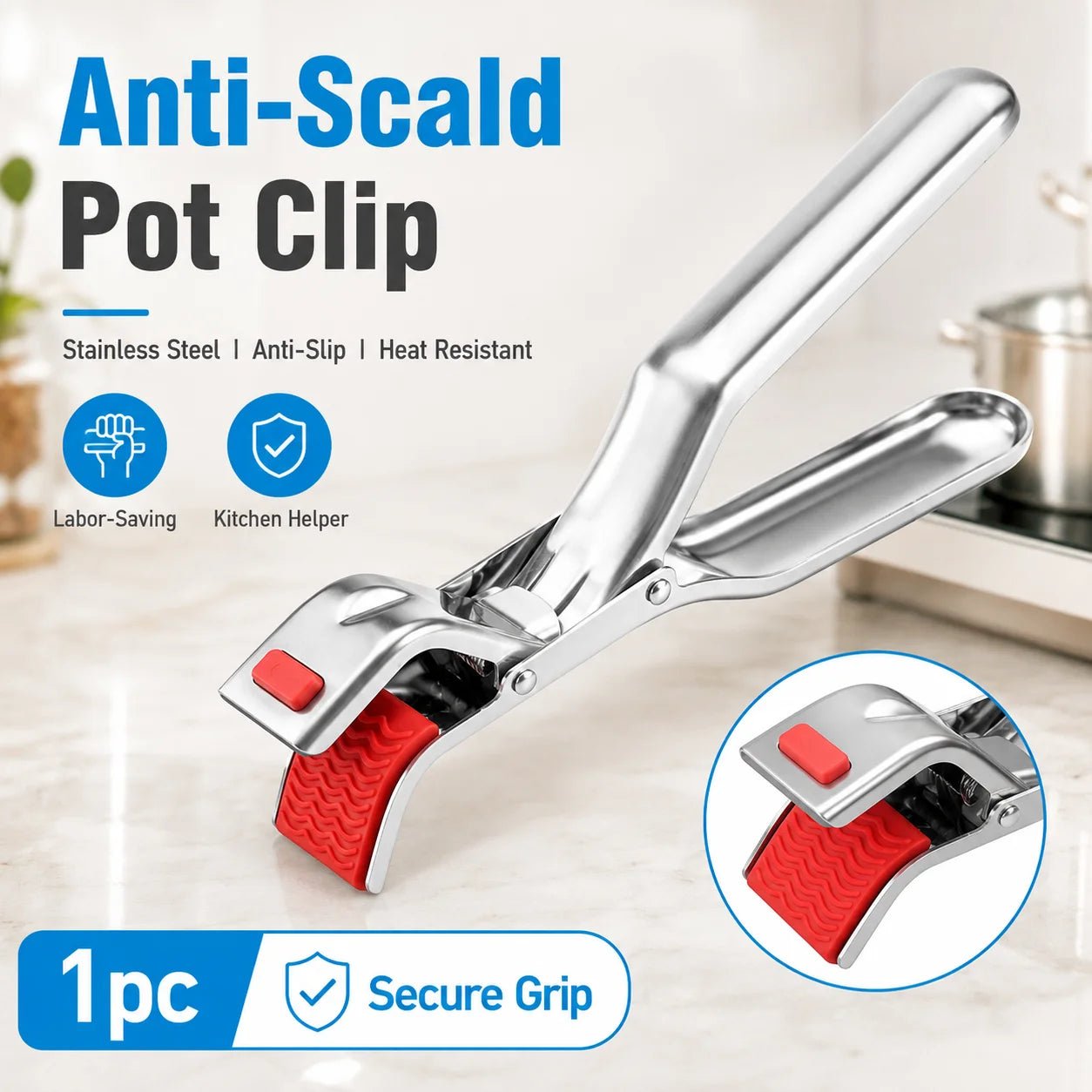 1PC Non Slip Anti Scald Plate Clip Hot Bowl Gripper Stainless Steel Dish Lifter Clamp For Kitchen Cooking Bbq Serving Tools - Ammpoure