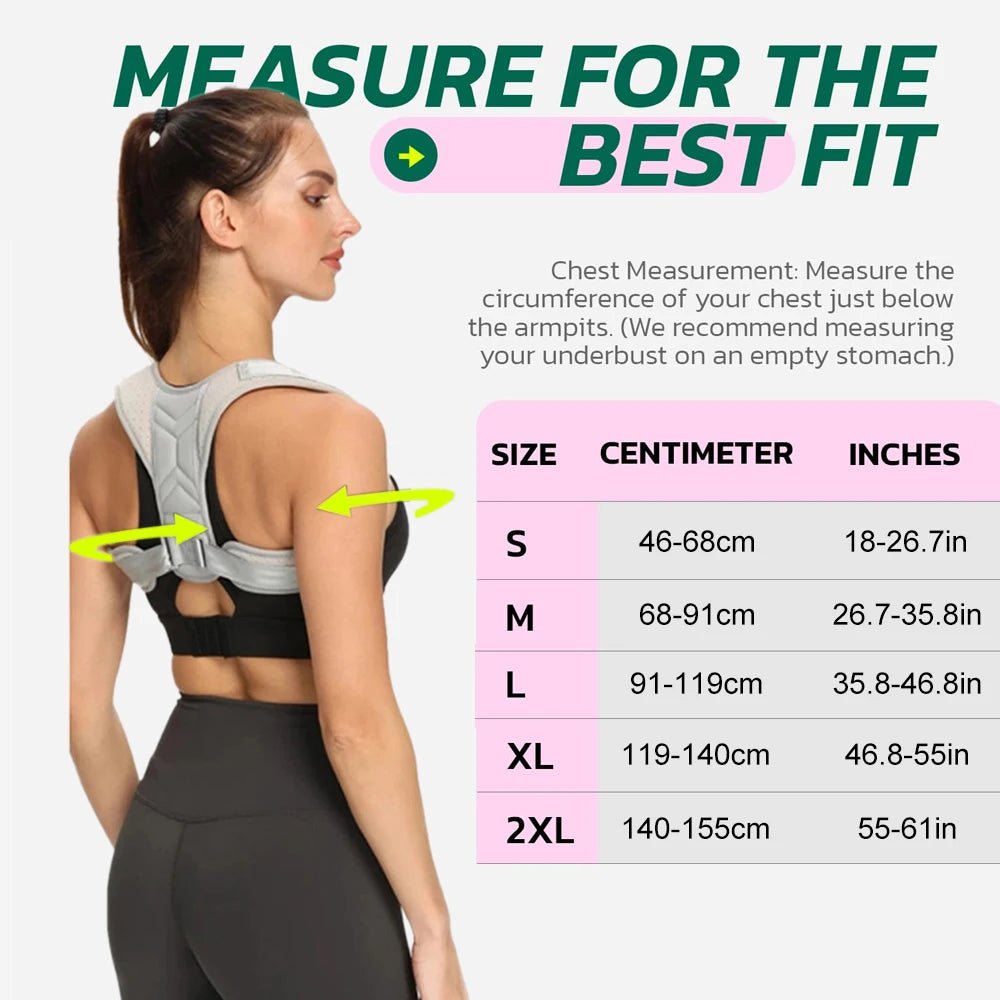 1pc Posture Corrector for Men and Women, Upper Back Brace for Clavicle Support, Adjustable Back Straightener and Providing Pain - Ammpoure