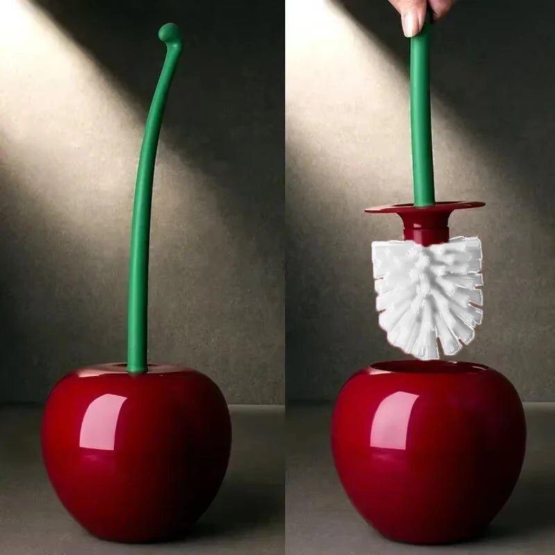 1pc Red Toilet Brush Creative Lovely Cherry Shape Lavatory Toilet Brush Holder Set Toilet Holder Bathroom Accessories - Ammpoure