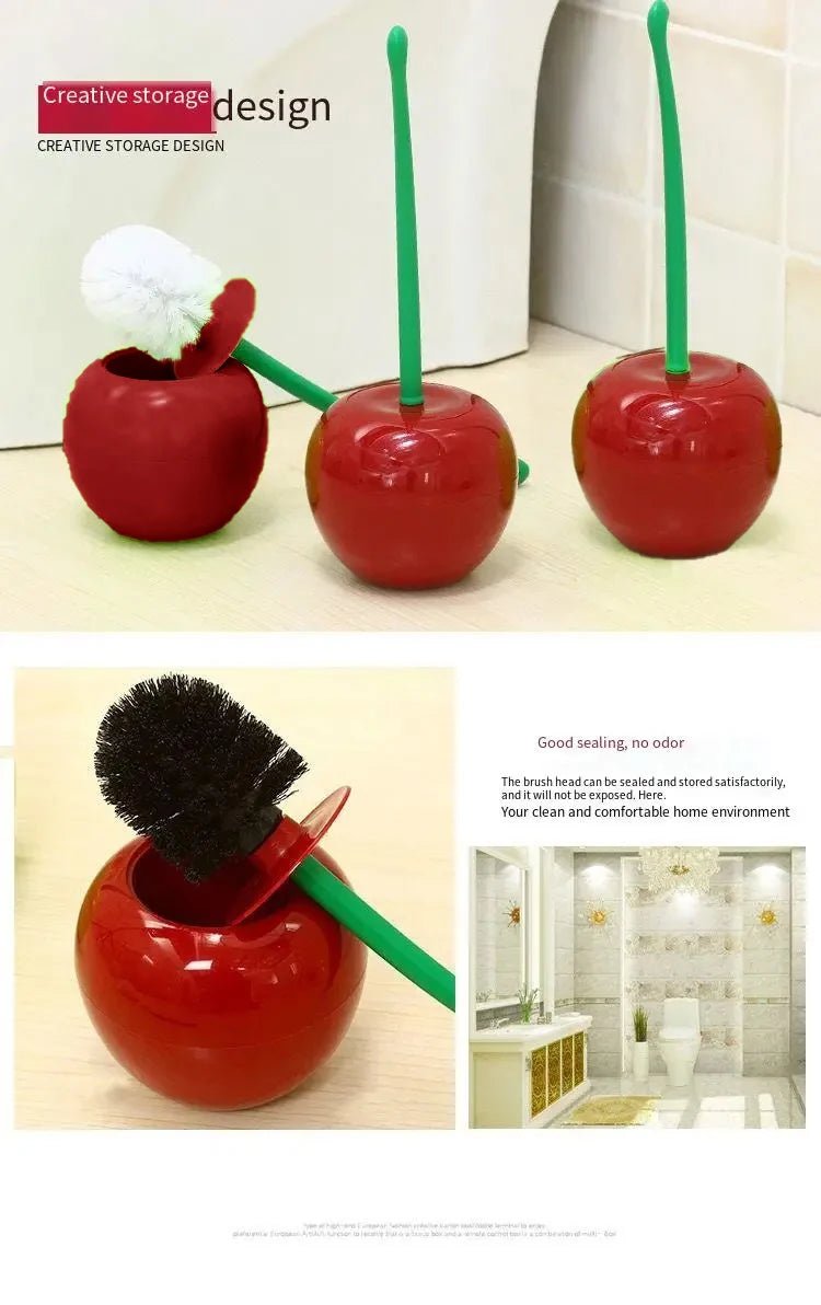 1pc Red Toilet Brush Creative Lovely Cherry Shape Lavatory Toilet Brush Holder Set Toilet Holder Bathroom Accessories - Ammpoure