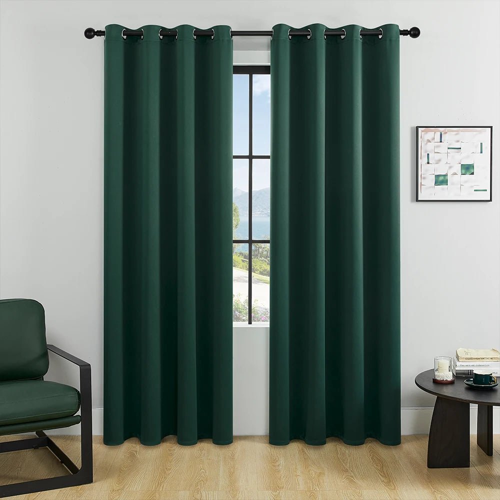 1Pc Solid Color Blackout Curtain，Room Darkening And Light Reducing Curtain, For Study Bedroom Kitchen Living Room Decor - Ammpoure Wellbeing