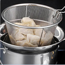 Load image into Gallery viewer, 1pc stainless steel mesh strainer Lo mein scoop deep fried mesh frying basket deep fried looped French fries kitchen folding thi - Ammpoure Wellbeing 🇬🇧
