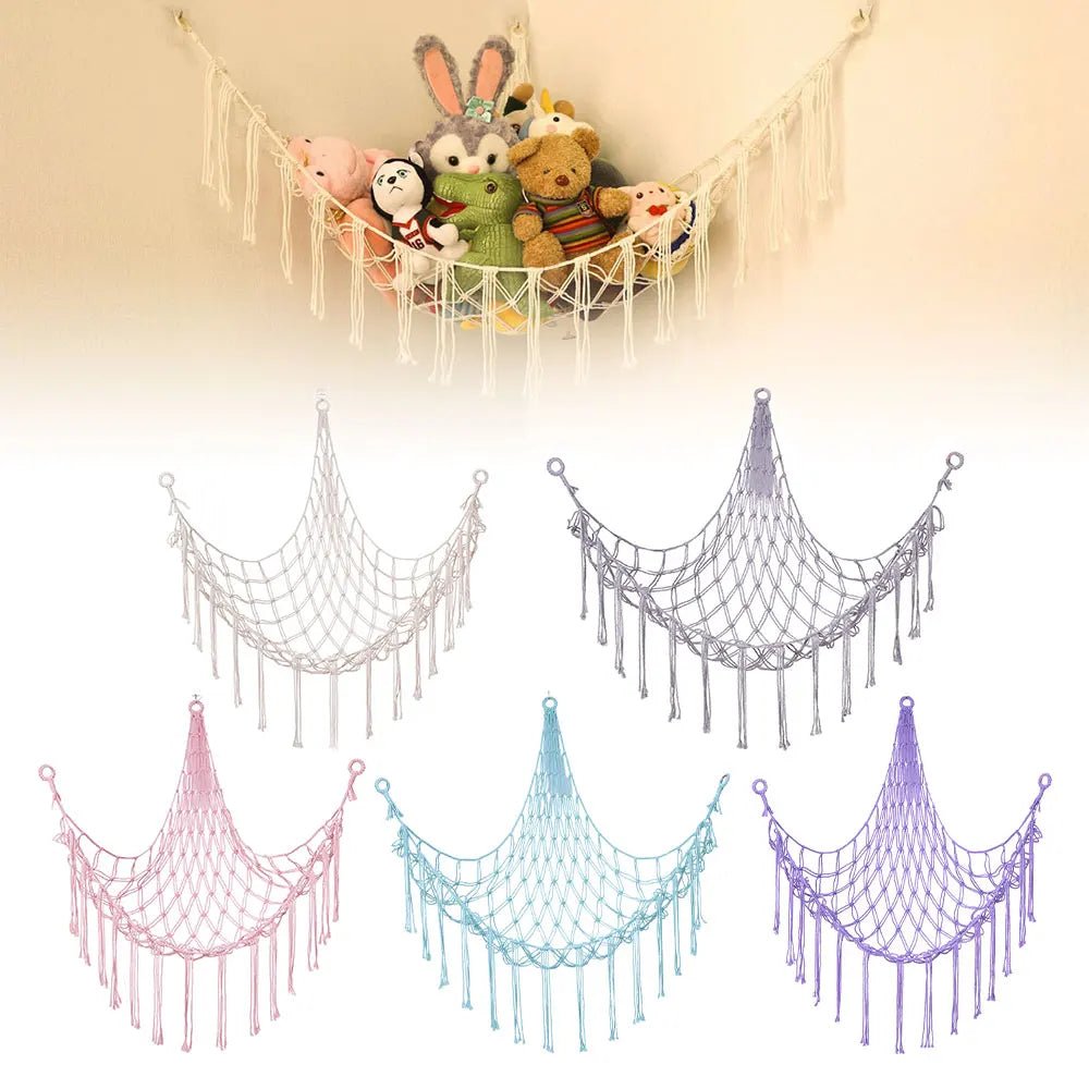 1Pc Toy Hammocks Wall Corner Hanging Storage Net Organizer Woven Kids Stuffed Mesh Hammock Baby Animal Rope Hammock Bag Cotton - Ammpoure