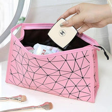 Load image into Gallery viewer, 1PC Travel Geometric Makeup Cosmetic Bag PU Cosmetic Storage Bag Organizer Waterproof Portable Travel Toiletry Organizer Bag - Ammpoure Wellbeing 🇬🇧
