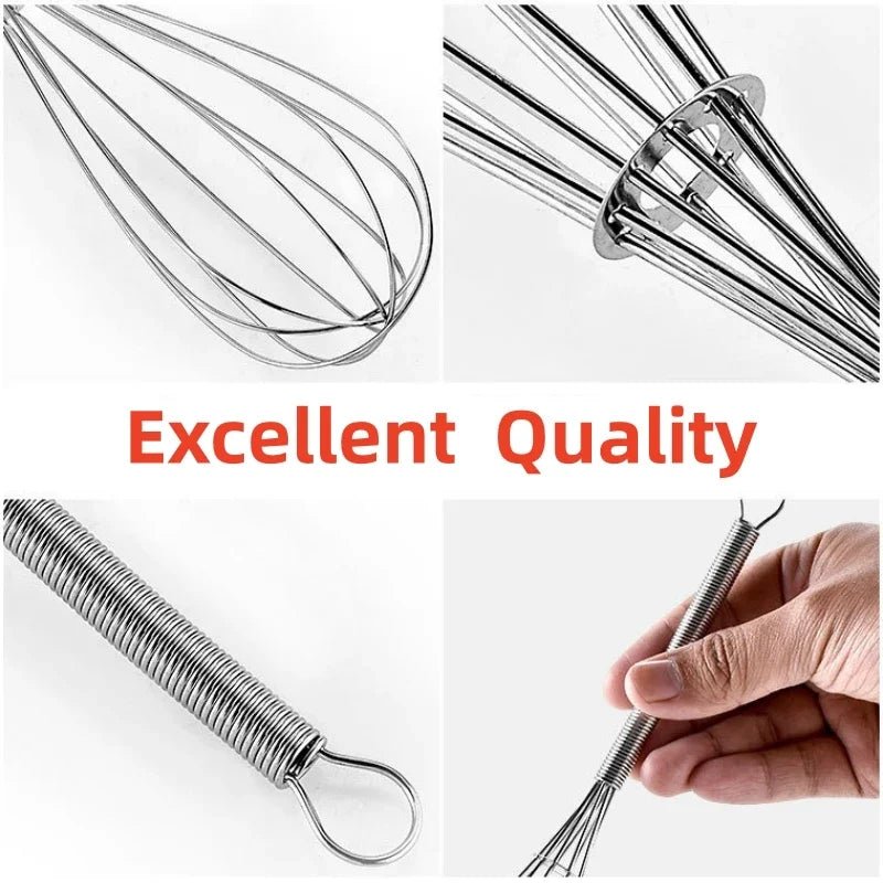 1Pcs Multifunctional Rotary Manual Egg Beater Mixer Mini Kitchen Egg Whisk Bake Tool Egg Agitator Stainless Steel Eco-Friendly - Ammpoure