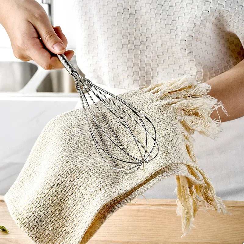 1Pcs Multifunctional Rotary Manual Egg Beater Mixer Mini Kitchen Egg Whisk Bake Tool Egg Agitator Stainless Steel Eco-Friendly - Ammpoure