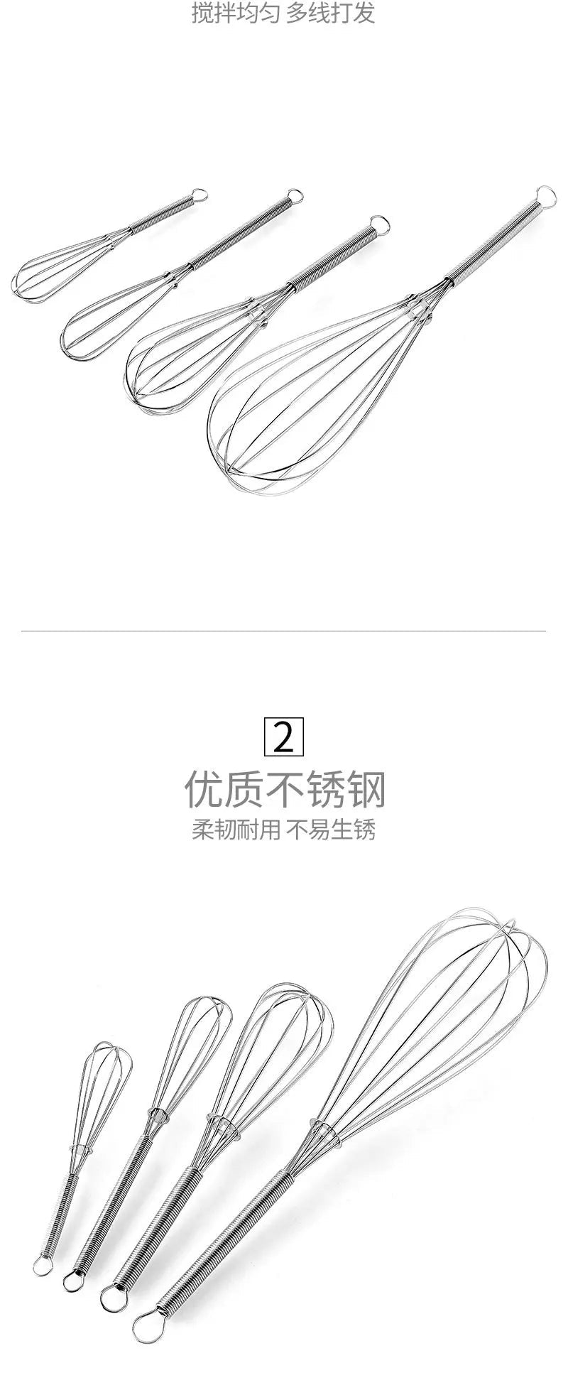 1Pcs Multifunctional Rotary Manual Egg Beater Mixer Mini Kitchen Egg Whisk Bake Tool Egg Agitator Stainless Steel Eco-Friendly - Ammpoure