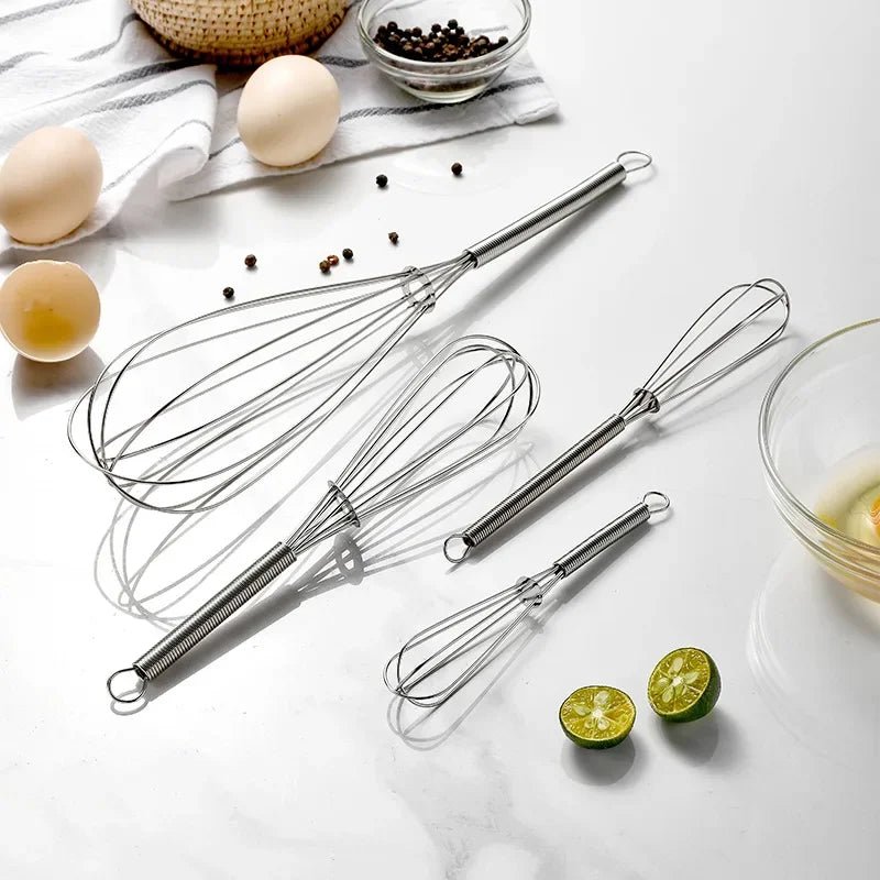 1Pcs Multifunctional Rotary Manual Egg Beater Mixer Mini Kitchen Egg Whisk Bake Tool Egg Agitator Stainless Steel Eco-Friendly - Ammpoure