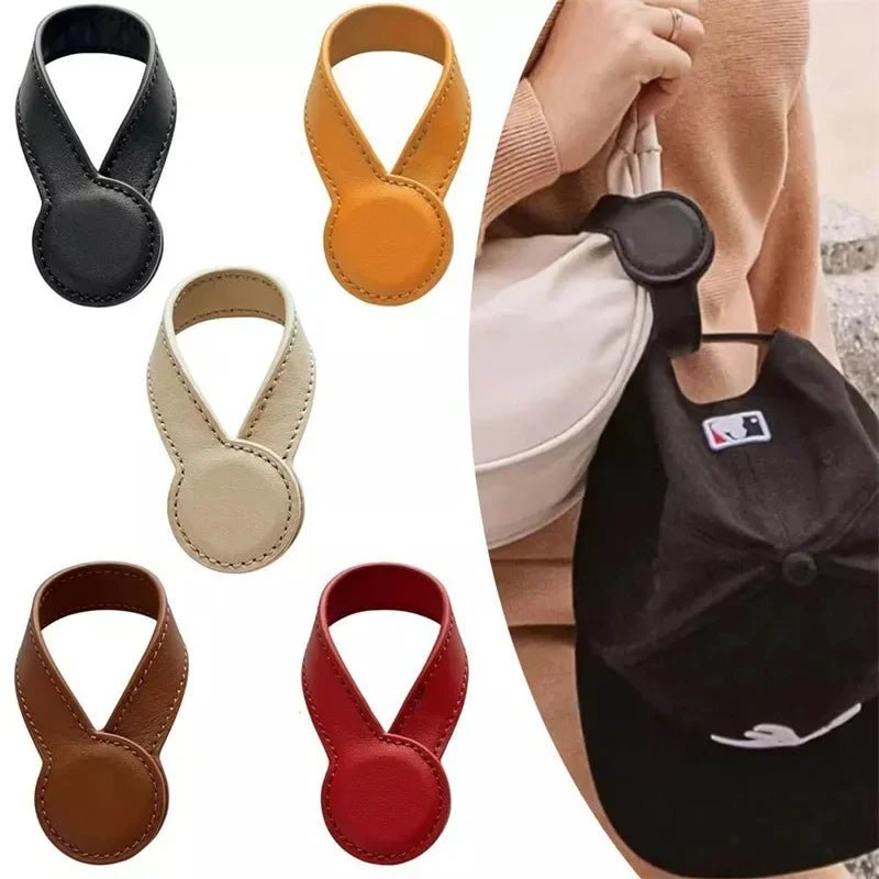 1PCS Multipurpose Magnetic Leather Hat Clip with Faux Fur Strong Round Organizer Outdoor Travel Cap Holder Bag Accessories - Ammpoure