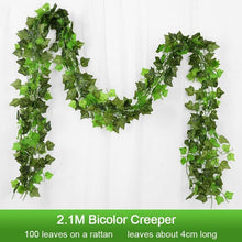 Load image into Gallery viewer, 2.1M Artificial Plant Green Ivy Leaf Garland Silk Wall Hanging Vine Home Garden Decoration Wedding Party DIY Fake Wreath Leaves - Ammpoure Wellbeing 🇬🇧
