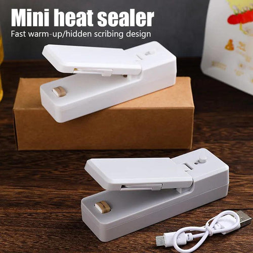 2 IN 1 USB Chargable Mini Bag Sealer Heat Sealers With Cutter Knife Rechargeable Portable Sealer For Plastic Bag Food Storage - Ammpoure Wellbeing 🇬🇧