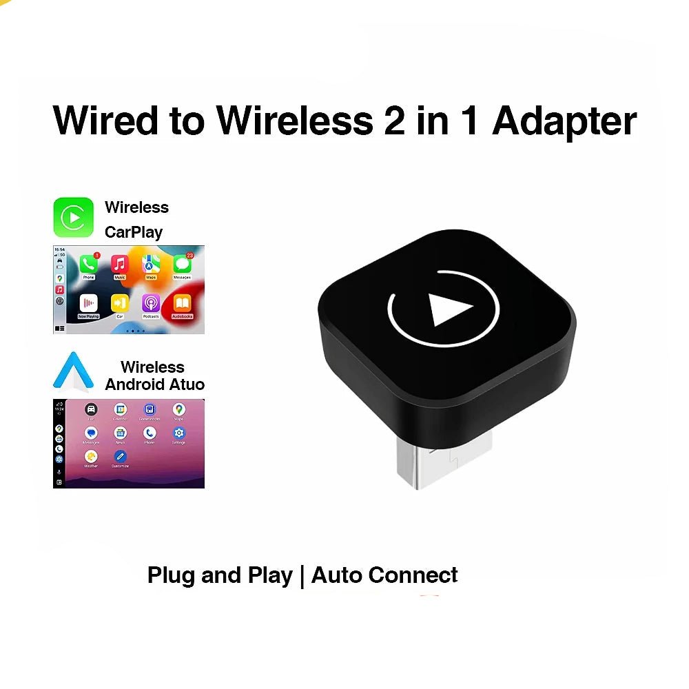 2in1 Wireless CarPlay Dongle Wireless Android Auto Adapter AI Smart Box Car Intelligent Systems For Car With Wired CarPlay - Ammpoure