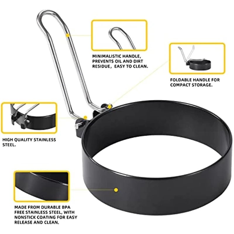 2PCS Stainless Steel Egg Ring Canada Non-Stick Egg Shaper for McMuffins, Sandwiches & Breakfast Cooking - Ammpoure