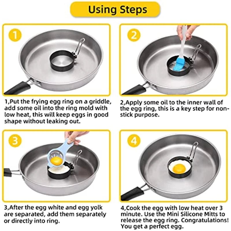2PCS Stainless Steel Egg Ring Canada Non-Stick Egg Shaper for McMuffins, Sandwiches & Breakfast Cooking - Ammpoure
