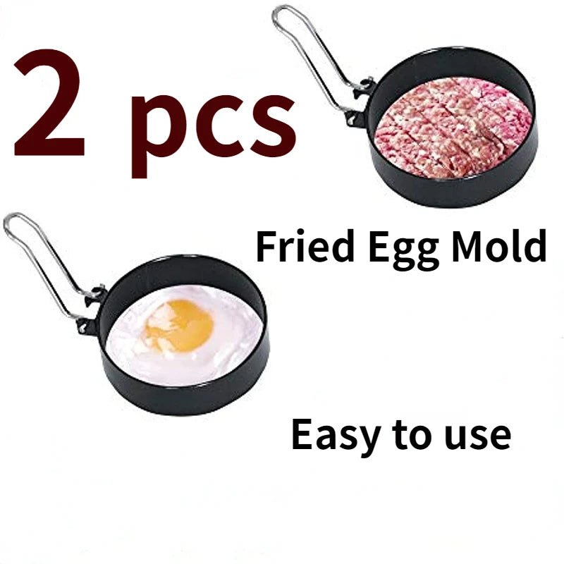 2PCS Stainless Steel Egg Ring Canada Non-Stick Egg Shaper for McMuffins, Sandwiches & Breakfast Cooking - Ammpoure