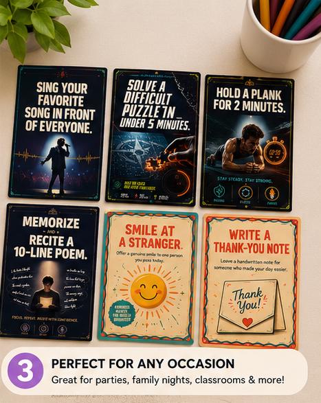 30 Day Creative Action Challenge Cards, Interactive Teen Activity Workbook, Mindful Focus & Fitness Game Deck, Group Party Icebreaker, PDF - Ammpoure