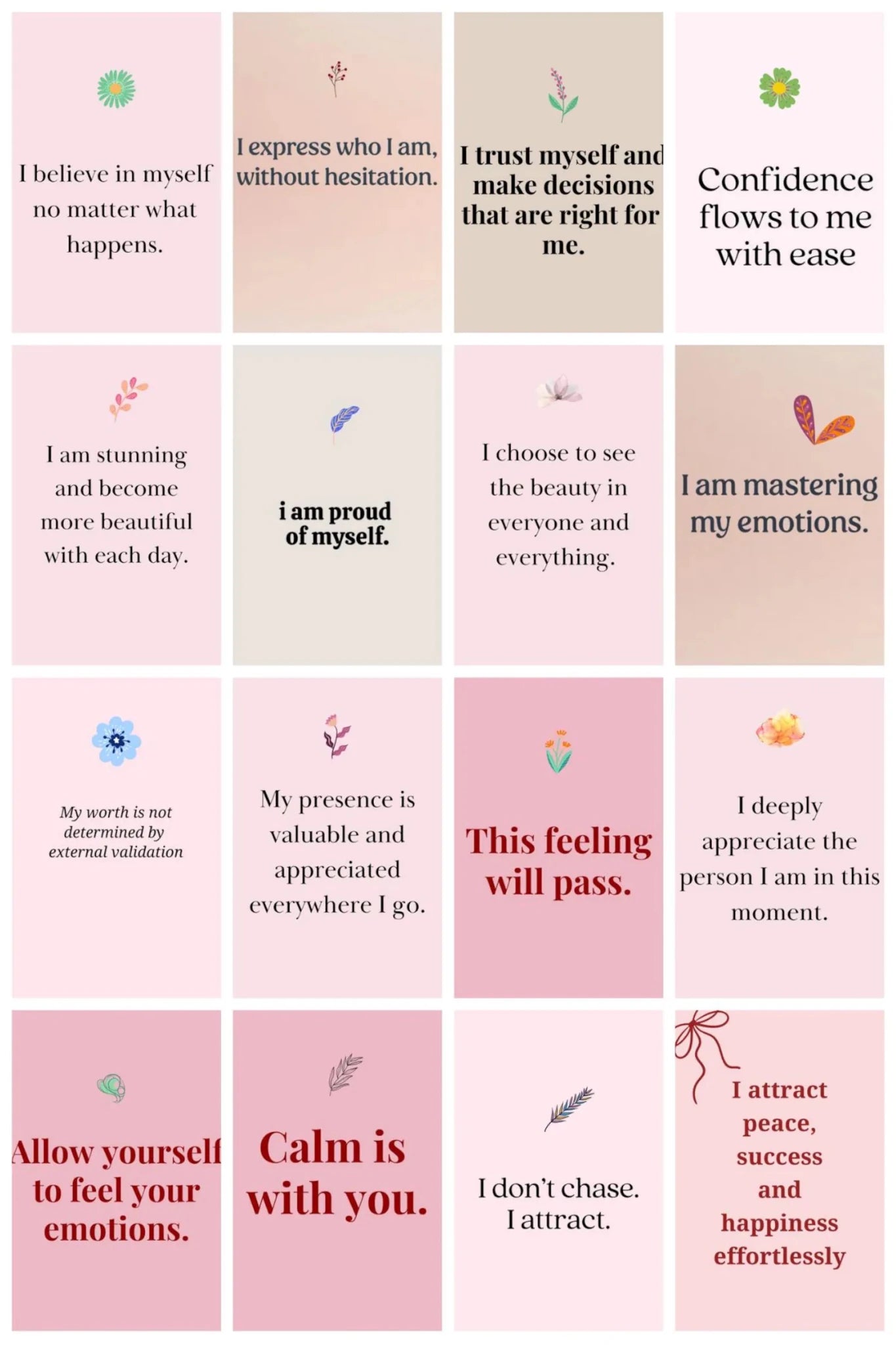 30 Printable Affirmation Cards for Self-Love, Motivation & Mindfulness – Digital Download, Positive Quote Cards - Ammpoure