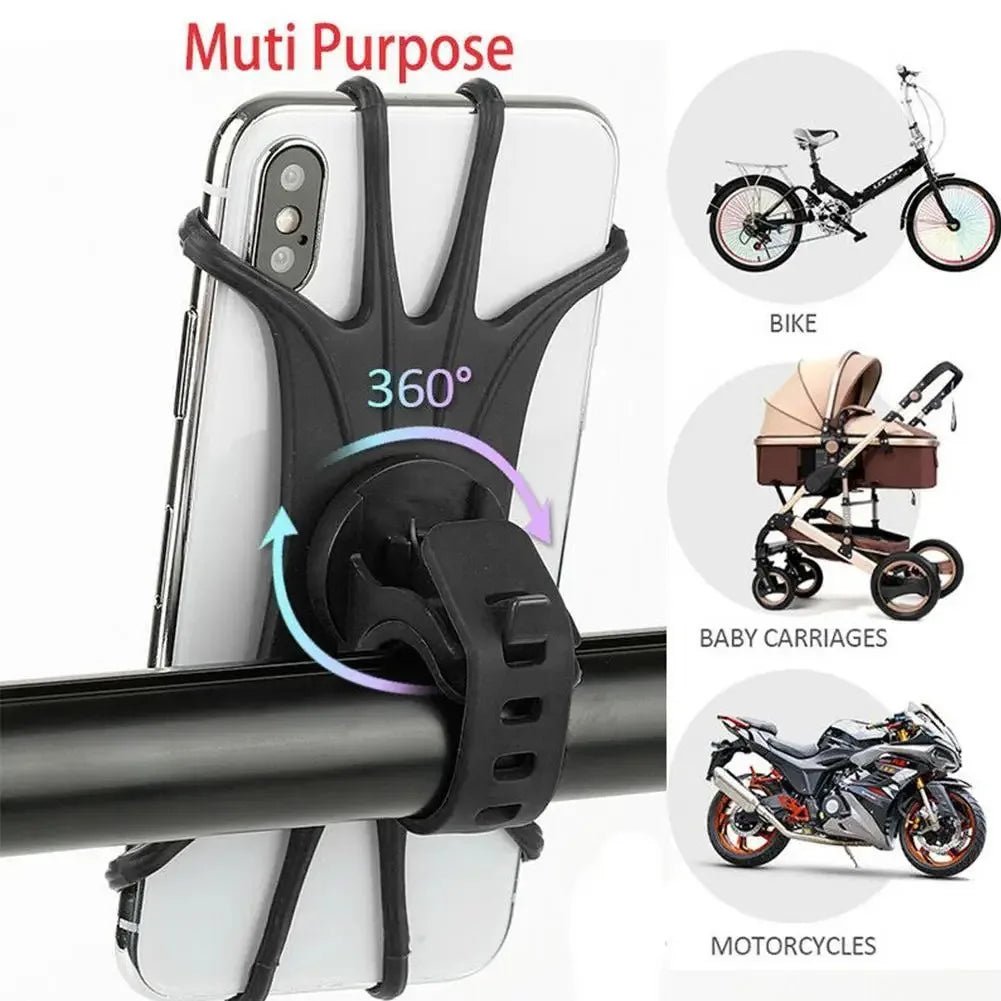 360 Rotatable Bicycle Phone Holder Silicone Motorcycle Stand Bracket GPS Support For Iphone 11 Xiaomi 10 Huawei P40 - Ammpoure