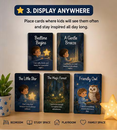 Mystic Woodland Affirmation Cards, Toddler Sleep Routine, Night Sky Storytelling Deck (PDF)