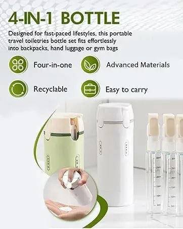 4 in 1 Travel Dispenser Portable USA Travel Bottles Leak Proof Leakproof Travel Container for Perfume Shampoo Conditioner Lotion - Ammpoure