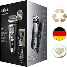 Load image into Gallery viewer, Braun Series 9 Pro Electric Shaver for Men, 4+1 ProHead with ProLift Precision Trimmer, Electric Razor for Wet &amp; Dry Use with Charging PowerCase, Gifts For Men, 2 Pin UK Plug, 9477cc, Silver Razor - Ammpoure Wellbeing
