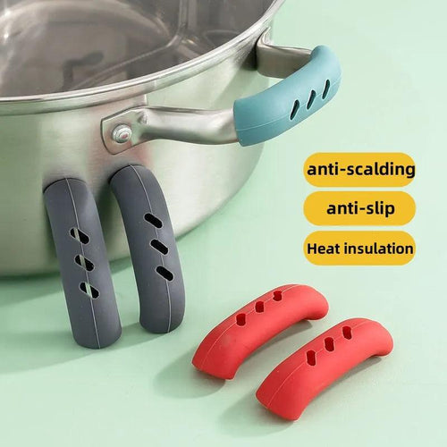 4/6Pcs Silicone Pan Handle Cover Heat Insulation Covers Pot Ear Clip Non-slip Steamer Casserole Pan Handle Kitchen Tool - Ammpoure Wellbeing 🇬🇧