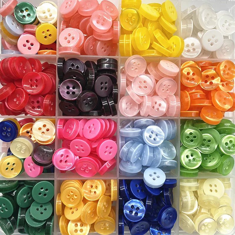 50 Pcs 11.5mm Color Resin Cat Eye Pearl Bowl-Shaped Buttons Canada 4-Hole Wedding Decoration Sewing Accessories - Ammpoure