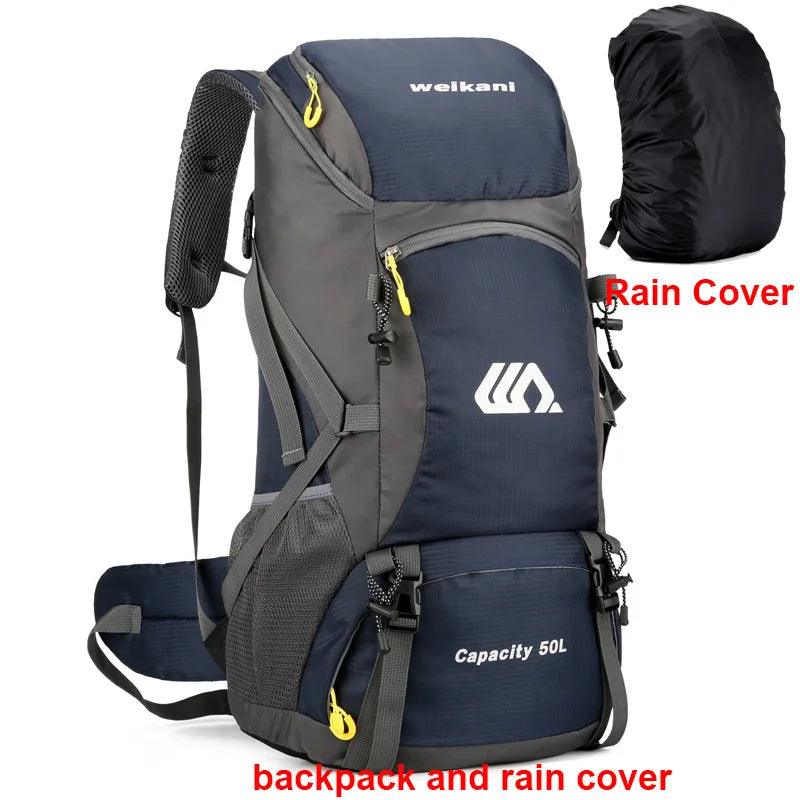 50L Travel Backpack Camping Men Large Hiking Bag Tourist Rucksack Wate