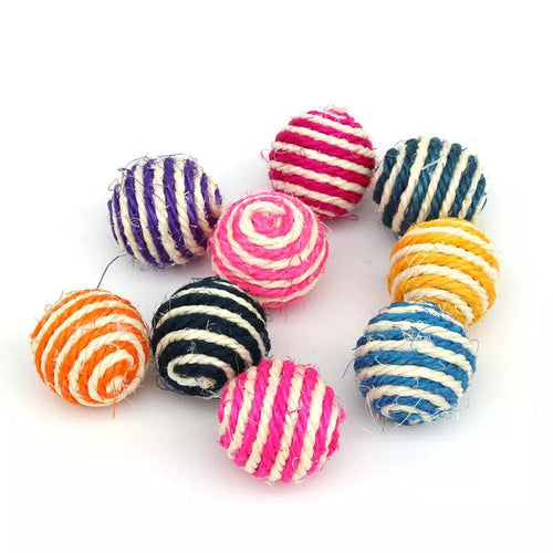 5pcs Cat Pet Sisal Rope Weave Ball Teaser Play Chewing Rattle Scratch Catch Toy Interactive Scratch Chew Toy For Pet Cat Dog - Ammpoure Wellbeing 🇬🇧