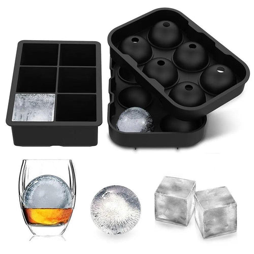 6 Grid Round Square Ice Cube Ball Large Ice Cube Maker For Whiskey Cocktails and Homemade Keep Drinks Chilled Ice Mold - Ammpoure Wellbeing