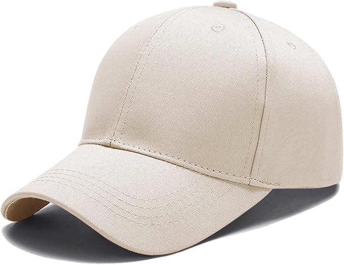 6-Panel Plain Baseball Cap — Adjustable Classic Cap for Men & Women, Beige UK - Ammpoure