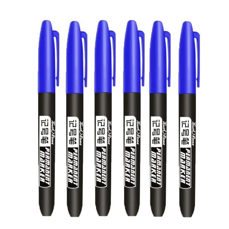 6 PCS Permanent Marker Pen Manga Drawing Markers Black Blue Red Waterp