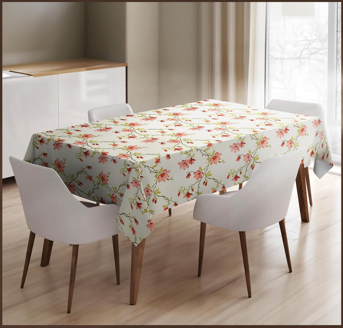 100% Cotton UK Table Cloth for 6 Seater Dining Table, Printed Rectangular Table Cover for Centre Table, 152x 228 cm