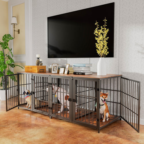 Bingopaw Heavy Duty Wooden Dog Crate Large Cage Puppy Kennel End Table Furniture