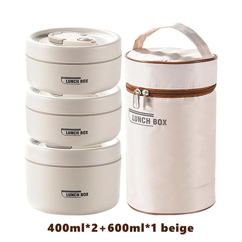 USA Insulated Food Lunch Container Set with Thermal Lunch Box 3 Separate Stackable Lunch Container for Adult Kids