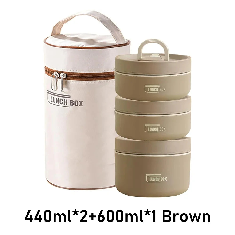 USA Insulated Food Lunch Container Set with Thermal Lunch Box 3 Separate Stackable Lunch Container for Adult Kids