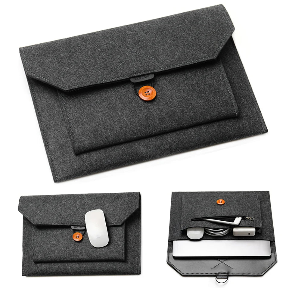 11.6/13/14/15" Laptop Sleeve USA Felt Ultralight Notebook Tablet Case Multi-Pocket Pouch Bag for Apple MacBook & ASUS