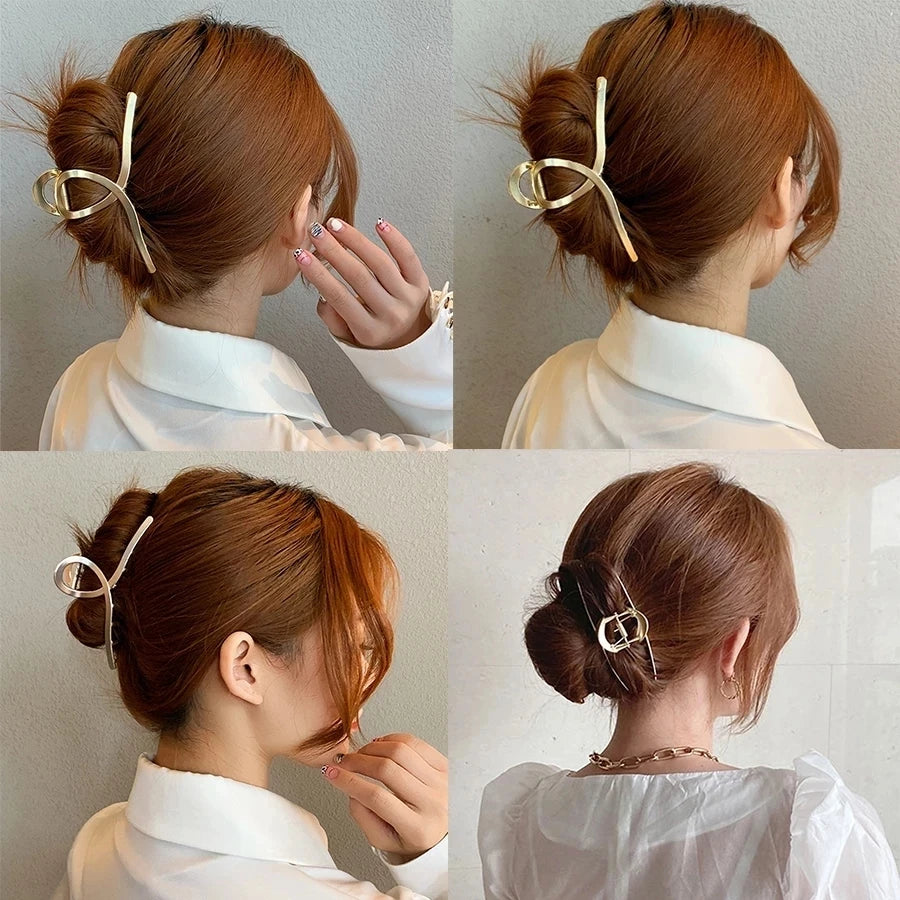 New Elegant Women Metal Hair Claw Canada Gold Hollow Geometric Vintage Hair Clip Barrette Headband Hair Accessory