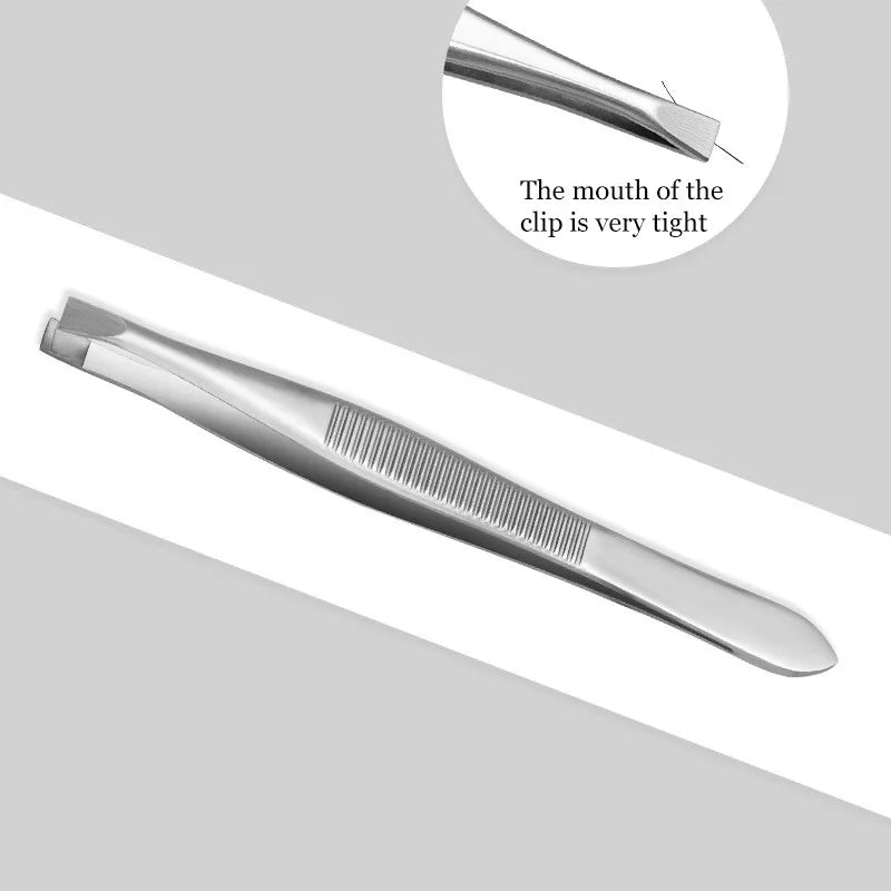 Stainless Steel Eyebrow Tweezer Canada Beauty Clip Slant Tip Flat Tip for Eyebrow Trimming Face Hair Removal Tool