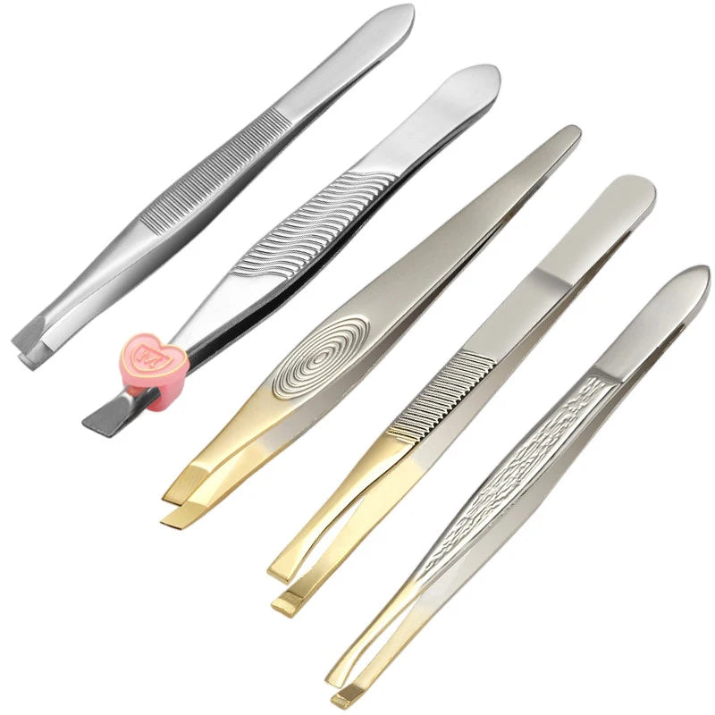 Stainless Steel Eyebrow Tweezer Canada Beauty Clip Slant Tip Flat Tip for Eyebrow Trimming Face Hair Removal Tool
