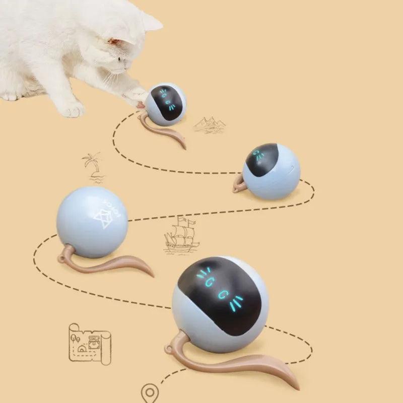 Automatic Pet Smart Interactive Cat Toy Colorful LED Self Rotating Ball Toys USB Rechargeable Kitten Electronic Cat Ball Toys - Ammpoure Wellbeing 🇬🇧