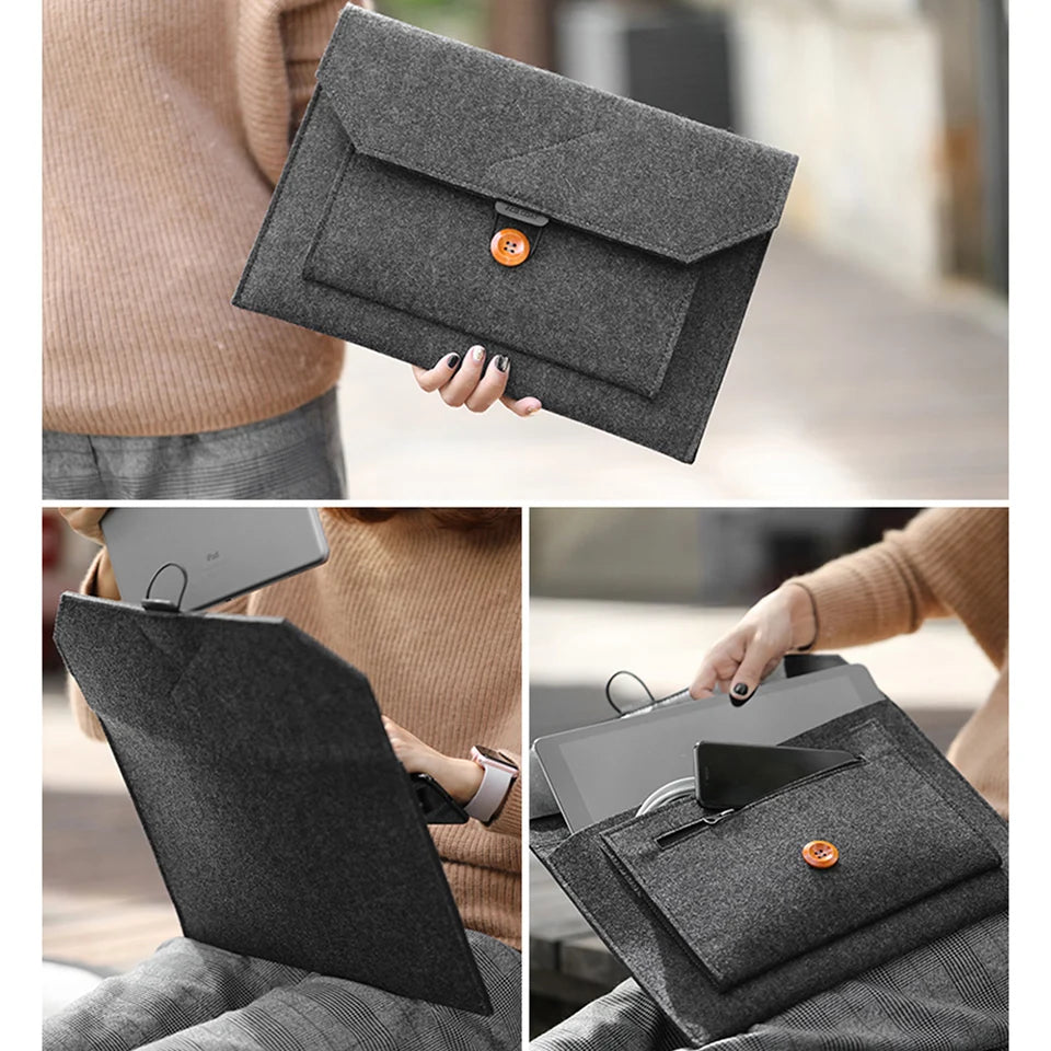11.6/13/14/15" Laptop Sleeve USA Felt Ultralight Notebook Tablet Case Multi-Pocket Pouch Bag for Apple MacBook & ASUS