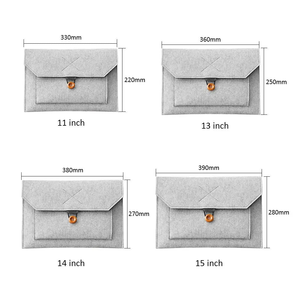 11.6/13/14/15" Laptop Sleeve USA Felt Ultralight Notebook Tablet Case Multi-Pocket Pouch Bag for Apple MacBook & ASUS