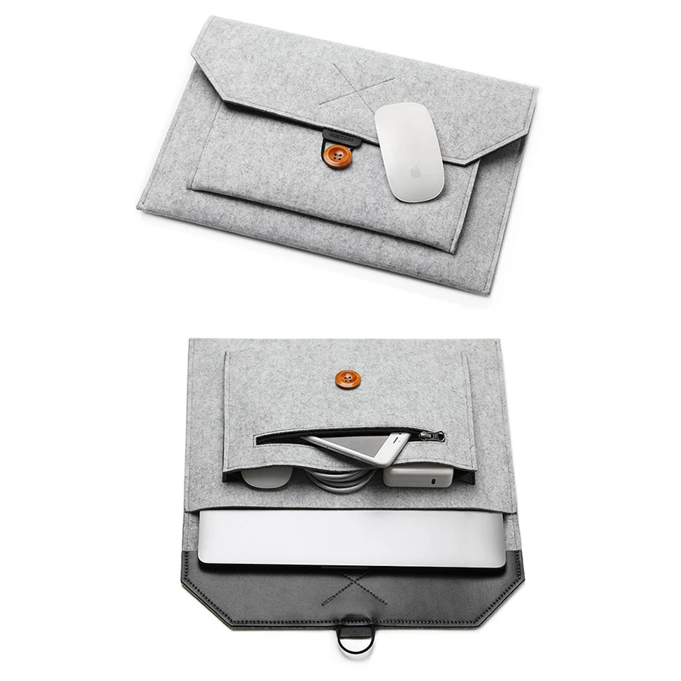 11.6/13/14/15" Laptop Sleeve USA Felt Ultralight Notebook Tablet Case Multi-Pocket Pouch Bag for Apple MacBook & ASUS