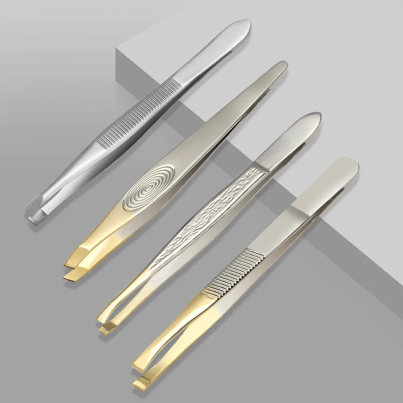 Stainless Steel Eyebrow Tweezer Canada Beauty Clip Slant Tip Flat Tip for Eyebrow Trimming Face Hair Removal Tool