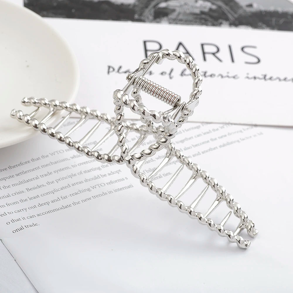 New Elegant Women Metal Hair Claw Crab Gold Hollow Hairpin Geometric Vintage Hair Clips Barrettes Headband Hair Accessories