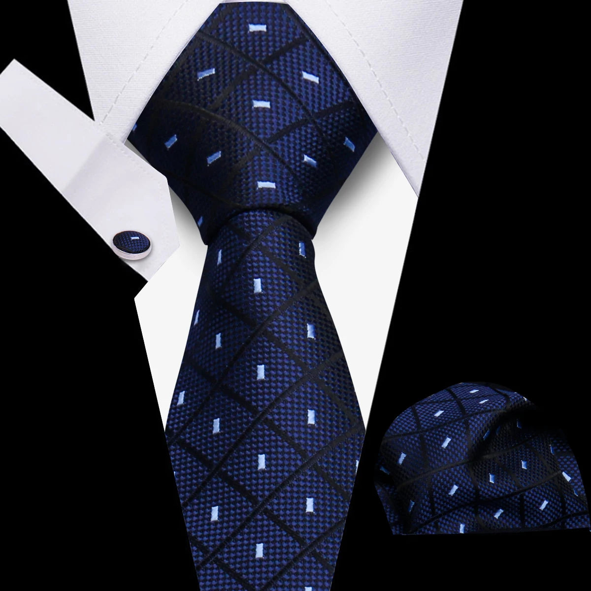 Men’s Business Necktie Set Canada Classic Plaid Cufflinks Handkerchief for Suit Wedding High-Quality 3PCS Tie Set Formal Gravata