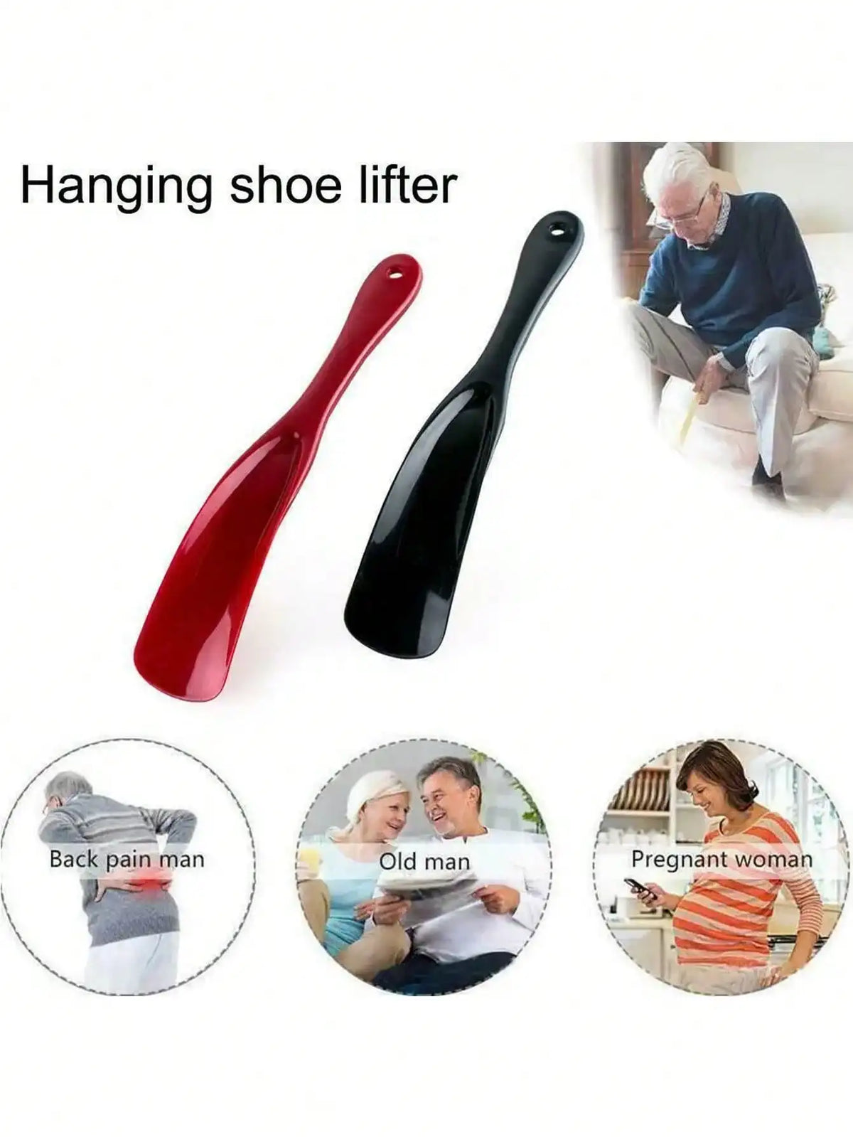 2PCS Unisex Long-Handle Shoe Horns USA Portable Plastic Shoe Helpers Non-Slip Easy-Wear Tools for Travel & Daily Use